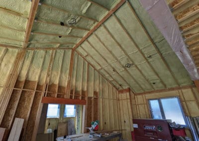 Polyurethane sprayed into ceiling